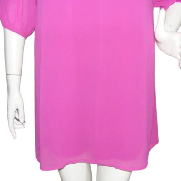 LULU'S Dress, M, Berry/Fuschia, Cold Shoulder, 3/4 sleeves, Mini/Short, V-neck - Picture 9 of 13